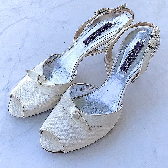 RALPH LAUREN COLLECTION SLING BACK  SUEDE LINEN 3 IN 9M Y2K VINTAGE ITALY - Picture 2 of 12